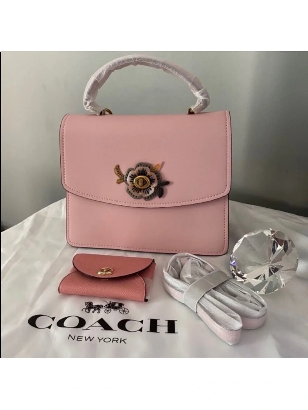 ISO!!! Coach Pink Leather Top-Handle Satchel with Floral Turnlock DO NOT BUY